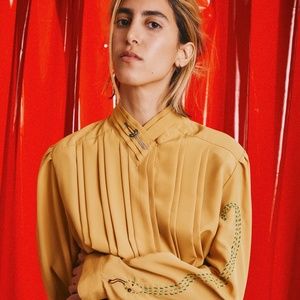 Eden Hand Embroidered Mustard Snake Blouse